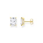 Thomas Sabo Aranyozott ezüst fülbevaló téglalap alakú fehér kővel H2201-414-14