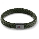 Tommy Hilfiger Zöld széles fonott bőr karkötő mágneskapoccsal 2790332