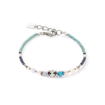 Coeur de Lion Ezüst aqua karkötő ásványokkal és kristály gyönggyel 4349/30-2000