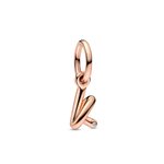 Pandora ékszer K betű rozé függő charm 782460C01