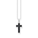 Thomas Sabo Fekete pávé köves kereszt ezüst nyaklánc KE2166-643-11-L45V
