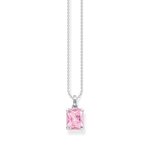 Thomas Sabo Ezüst nyaklánc kis téglalap alakú rózsaszín kővel KE1964-051-9-L45V