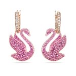 Swarovski Ikonikus rózsaszín swarovski hattyú függő rozé színű fülbevaló  5647544