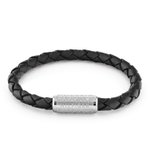 Tommy Hilfiger Fekete fonott bőr karkötő TH monogrammos mágneskapoccsal 2790479