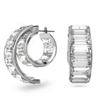Swarovski Matrix ezüst színű dupla karika fülbevaló fehér kristállyal 5600776