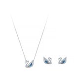 Swarovski Ezüst színű ikonikus hattyú szett kék kristállyal 5521471