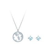 Swarovski Ezüst színű nyaklánc földgömb medállal világoskék kristállyal 5530818