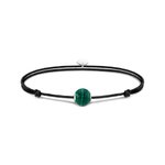 Thomas Sabo  Állítható fekete textil karkötő malachit gyönggyel A2105-475-6-L22V