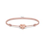 Thomas Sabo Állítható drapp textil karkötő rozé szív gyönggyel A2123-597-40-L22V