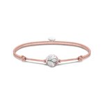 Thomas Sabo Állítható drapp textil karkötő lótuszvirág gyönggyel A2124-380-9-L22V