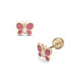 Lisa Arany pillangó rózsaszín tűzzománccal gyerek fülbevaló JTAG-0309-18