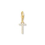 Thomas Sabo  T betű aranyozott ezüst charm cirkóniával 1983-414-14