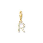 Thomas Sabo  R betű aranyozott ezüst charm cirkóniával 1981-414-14