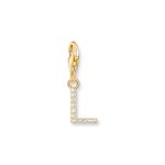 Thomas Sabo  L betű aranyozott ezüst charm cirkóniával 1975-414-14