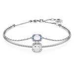 Swarovski Stilla dupla ezüst színű karkötő kék kristállyal 5668244