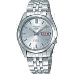 Seiko 5 ezüst számlapos automata fémszíjas karóra SNK355K1