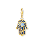 Thomas Sabo Aranyozott ezüst Fatima keze charm kék tűzzománccal 2033-427-1
