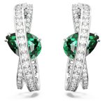 Swarovski Hyperbola ezüst színű karika fülbevaló fehér és zöld kristállyal 5665334