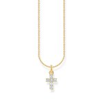 Thomas Sabo Aranyozott ezüst nyaklánc áttetsző kereszt medállal KE2226-414-14-L45v