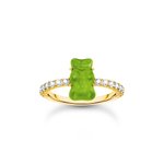 Thomas Sabo Aranyozott ezüst gyűrű zöld Haribo gumi macival 