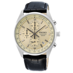 Seiko Chronograph bőrszíjas sárga számlapos karóra SSB383P1