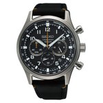 Seiko Neo Sports fekete számlapos textil hibrid szíjas chronograph férfi karóra SSB449P1