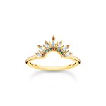 Thomas Sabo Aranyozott ezüst gyűrű napsugarakkal és színes kövekkel 