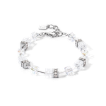 Coeur de Lion  GeoCUBE Iconic ezüst-fehér karkötő 3018/30-1417