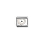 Nomination Fehér gyöngyház szív charm 330509-17