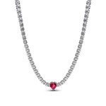 Pandora ékszer Piros szives ezüst chocker nyaklánc 393549C01-40