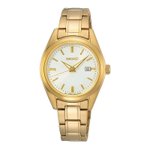 Seiko Classic fémcsatos arany színű fehér számlapos kvarc női karóra SUR632P1