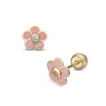 Lisa Rózsaszín köves virág arany gyerek fülbevaló JTAG-0425-18