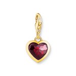 Thomas Sabo Piros szív aranyozott ezüst foglalatban charm 2094-414-10