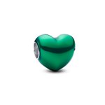 Pandora ékszer Fémes zöld szív charm 793337C07