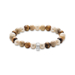 Thomas Sabo Jáspis gyöngy és tigrisszem gumis karkötő charm tartóval 