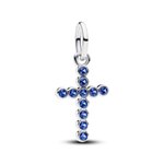 Pandora ékszer Kereszt ezüst charm kék kövekkel 794063C01