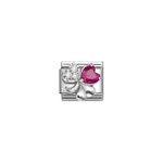 Nomination Fehér és pink levelű lóhere ezüst charm 330322/11