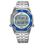 Seiko 'Rotocall' kék és szürke lünettás digitális quartz chronograph karóra SMGG21P1