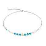 Coeur de Lion Wave cube türkiz-ezüst nyaklánc 4314/10-0600