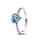 Pandora Halvány kék kiemelt szív ezüst gyűrű 