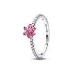 Pandora Szikrázó rózsaszín virág ezüst gyűrű 