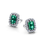 Pandora Szikrázó négyszögletes zöld ezüst fülbevaló 294501C01