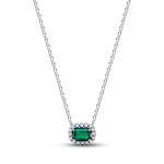 Pandora Szikrázó négyszögletes zöld ezüst nyaklánc 394503C01-45