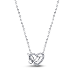 Pandora Összefonódó szív és pillangó ezüst nyaklánc 394477C01-45