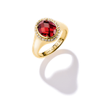 Thomas Sabo Arannyal bevont ezüst gyűrű piros kővel 