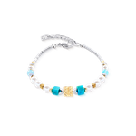 Coeur de Lion  Wave cube türkiz-ezüst karkötő 4314/30-0600