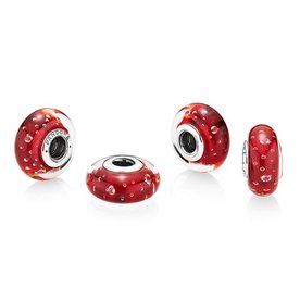 Pandora ékszer Piros buborékos muránói üveg ezüst charm 791631CZ