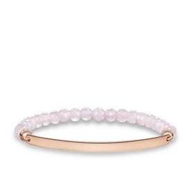 Thomas Sabo Rózsakvarc karkötő 18K rosé arannyal bevont ezüst lappal - 