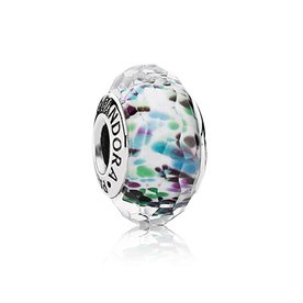 Pandora ékszer Zöld batikmintás fazettált muránói üveg charm 791610