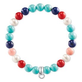 Thomas Sabo Tenyésztett gyöngy korall jáspis türkiz gumis karkötő - 